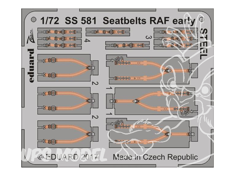 Eduard photodecoupe avion SS581 Harnais RAF début de production Métal 1/72