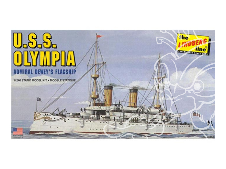 Lindberg maquette bateau HL402 Croiseur USS Olympia (C-6) 1/240