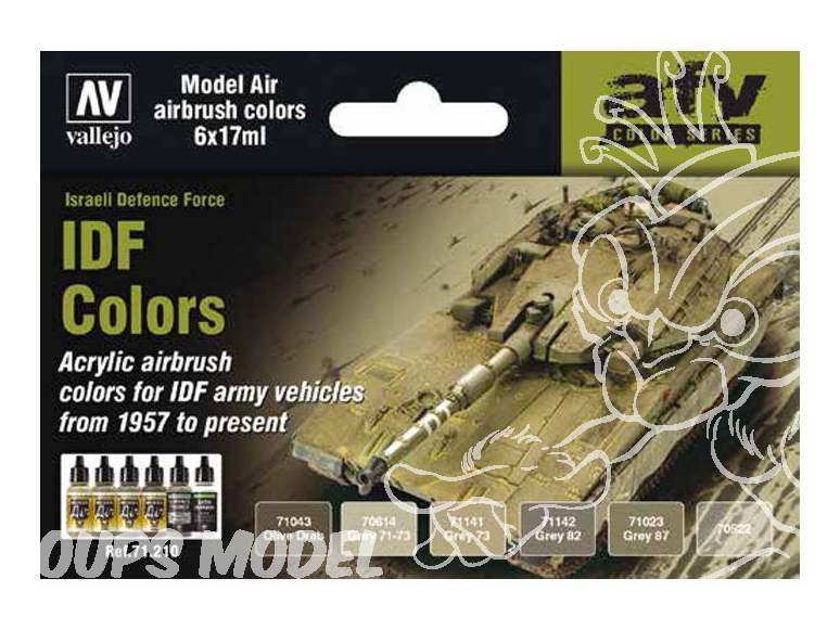 Vallejo Set Model Air 71210 Couleurs IDF Israeli Defence Force de 1957 à maintenant 6 x 17ml