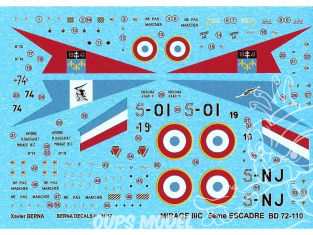 DECALQUES BERNA DECALS BD72-110 Dassault Mirage IIC Rem Escadre 1/72