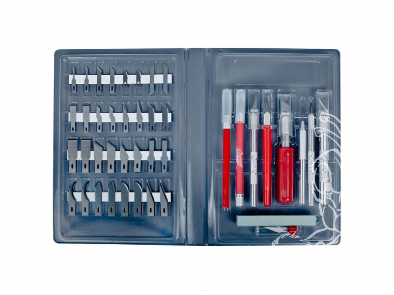 Excel outillage maquette 44200 Set de couteaux Super Deluxe 37 lames et 8 couteaux