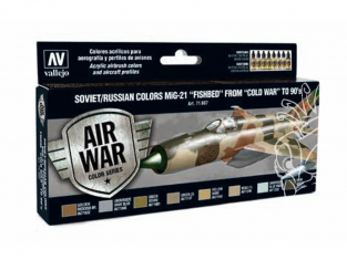 Vallejo Set Model Air 71607 MiG-21 "Fishbed" Soviétique / Russe de la Guerre froide aux Années '90 8 x 17ml
