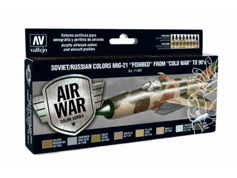 Vallejo Set Model Air 71607 MiG-21 "Fishbed" Soviétique / Russe de la Guerre froide aux Années '90 8 x 17ml