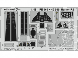 EDUARD photodecoupe avion 49969 Amélioration Hunter F.6 Airfix 1/48