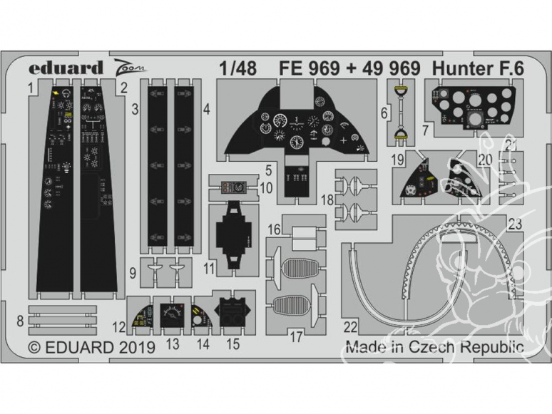 EDUARD photodecoupe avion 49969 Amélioration Hunter F.6 Airfix 1/48