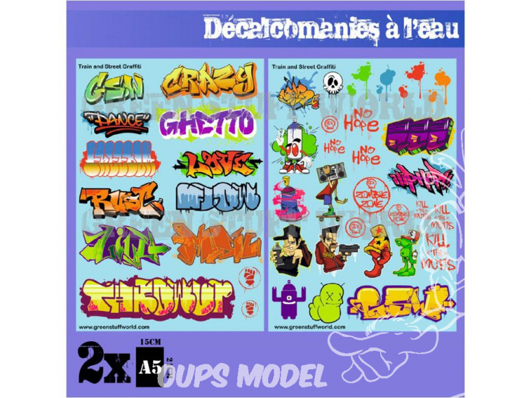 Green Stuff 503661 Decalcomanies a l'eau - Mix Trenes et Graffitis