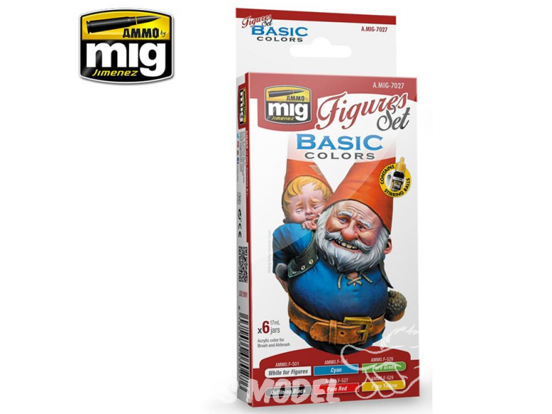 MIG peinture Figurines 7027 Set Couleurs basiques 6 x 17ml