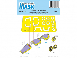 Special Hobby Masque avion M72003 SAAB 37 Viggen Two Seater 1/72
