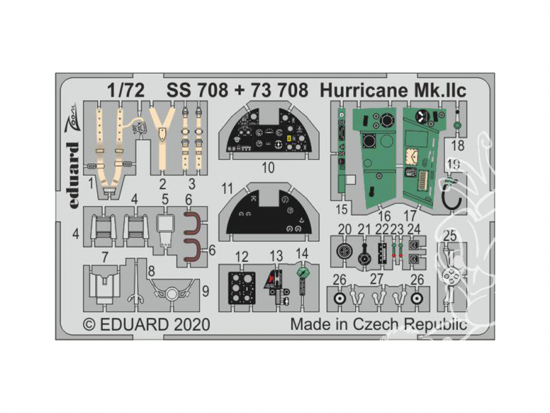 Eduard photodecoupe avion SS708 Zoom amélioration Hurricane Mk.IIc Arma Hobby 1/72