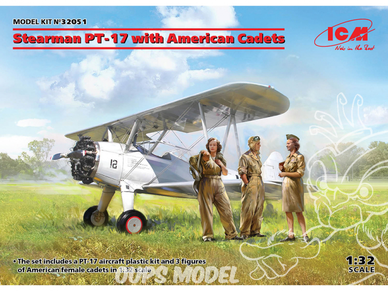 Icm maquette avion 32051 Stearman PT-17 avec Cadets Americain 1/32