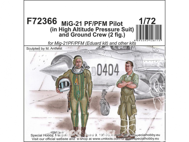 Cmk figurine F72366 Pilote MiG-21 PF / PFM (en combinaison haute pression) et personnel au sol (2 figurine) 1/72