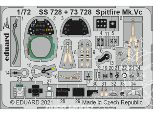 Eduard photodecoupe avion 73728 Amélioration Spitfire Mk.Vc Airfix 1/72