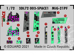 Eduard Space décalques 3D 3DL72003 MiG-21PF Eduard 1/72