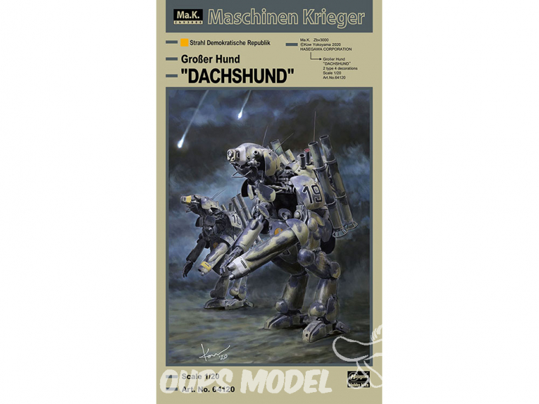 Hasegawa maquette 64120 Maschinen Krieger Intercepteur sans pilote de type humanoïde Glow Surfunt "Dachshund" 1/20