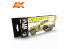 Ak interactive peinture acrylique 3G Set AK11668 COULEURS DE CAMOUFLAGE DE L'ARMÉE AMÉRICAINE ET DE L'USMC WWII 8 x 17ml