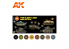 Ak interactive peinture acrylique 3G Set AK11668 COULEURS DE CAMOUFLAGE DE L'ARMÉE AMÉRICAINE ET DE L'USMC WWII 8 x 17ml