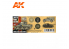 Ak interactive peinture acrylique 3G Set AK11677 COULEURS DE L'ARMÉE BRITANNIQUE: TUNISIE, SICILE ET ITALIE 1943-45 3 x 17ml