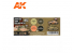 Ak interactive peinture acrylique 3G Set AK11678 COULEURS DE L'ARMÉE BRITANNIQUE AFRIQUE FIN 1942-43 4 x 17ml