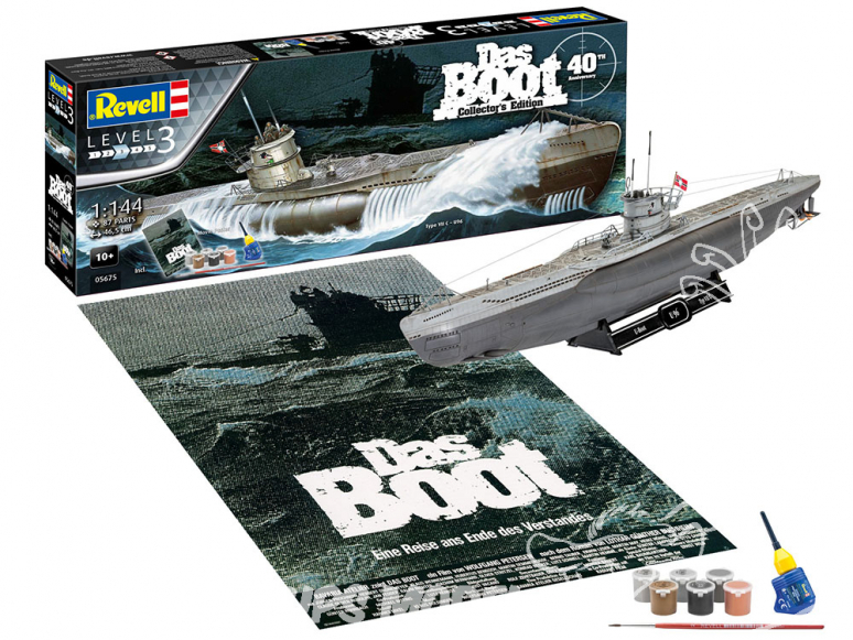 Revell maquette sous marin Model set 05675 Das Boot Edition Collector 40eme inclus peintures principale colle et pinceau 1/144
