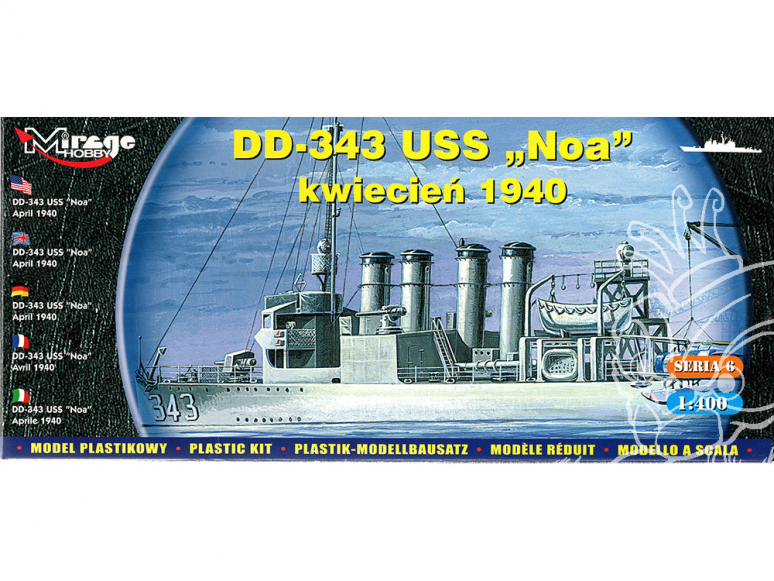 Mirage maquette Bateau 40604 Destroyer DD-343 USS 'NOA' Juin 1937 1/400