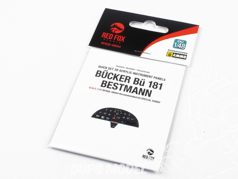 Red Fox Studion Tableaux de bord 3D avion RFQS-48004 Bücker Bü 181 Bestmann Special Hobby 1/48