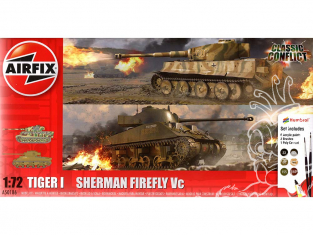 Airfix maquette militaire A50186 Tigre 1 contre Sherman Firefly inclus colle, les peintures acryliques et pinceaux 1/72