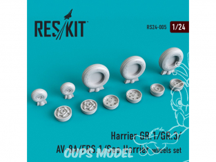 ResKit kit d'amelioration avion RS24-0005 Ensemble de roues Harrier GR.1/GR.3/AV-8A/FRS.1/Sea 1/24