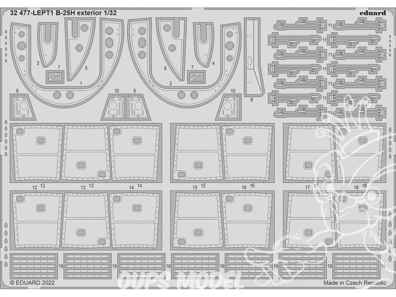 Eduard photodécoupe avion 32477 Extérieur B-25H Hk Models 1/32