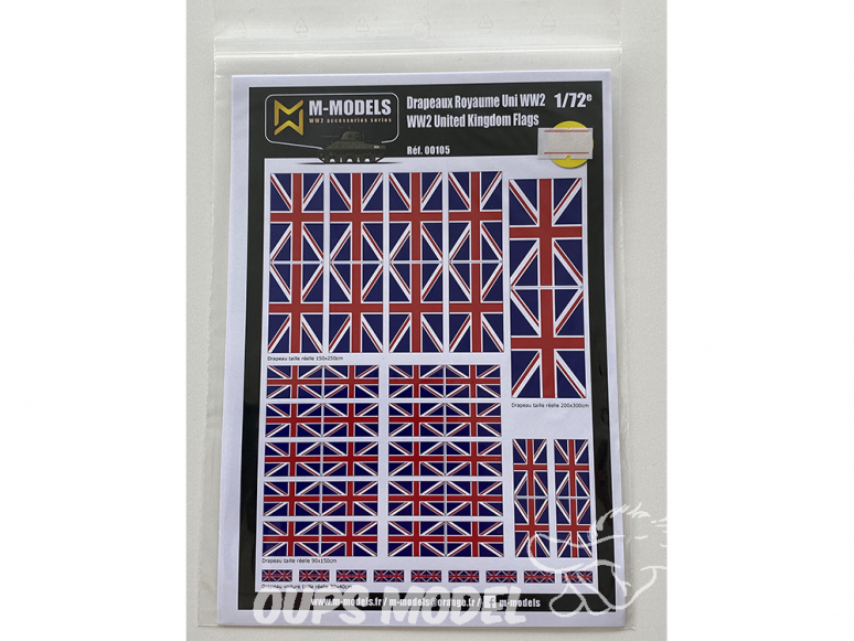M-Models NT0105 Drapeaux Royaume unis WWII Version Propre Planche A-5 1/72