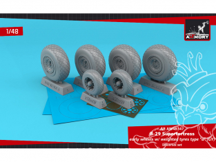 Armory Models kit d'amélioration avion AW48347 Roues avec pneus écrasés early B-29 Superfortress 1/48