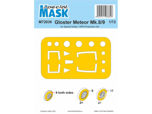Special Hobby Masque avion M72039 Masque pour Gloster Meteor Mk.8/9 kits spécial Hobby et MPM 1/72