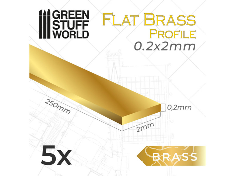 Green Stuff 506319 Profilé plat en laiton 0.2 x 2mm