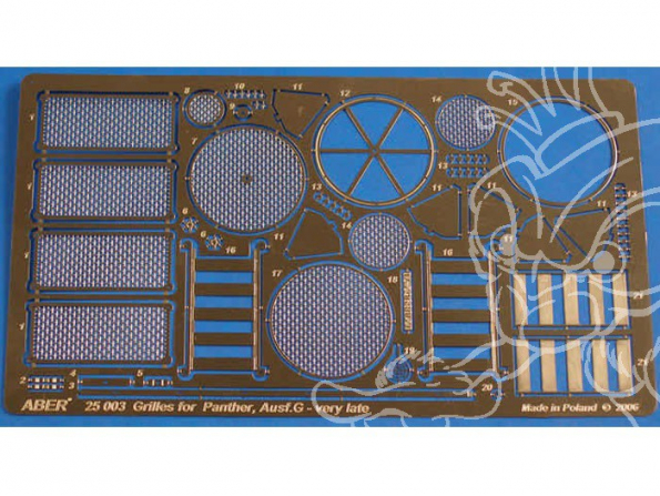 Aber 25003 Grilles pour Sdkfz171 Panther Ausf G Late model 1/25