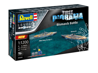 revell maquette bateau 05668 Premier ensemble de diorama Bataille du Bismarck inclus colle et peinture 1/1200