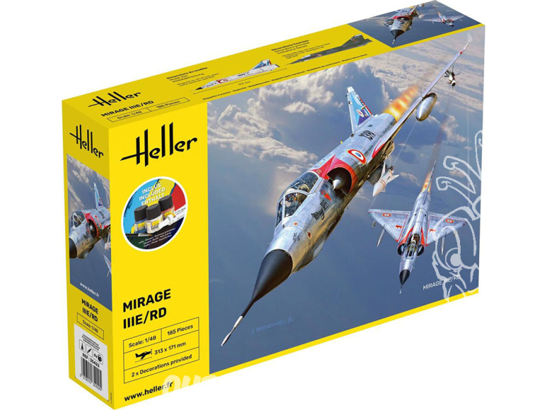 HELLER maquette avion 35422 STARTER KIT Mirage IIIE-O-R-RD-EE-EA inclus peintures principale colle et pinceau 1/48