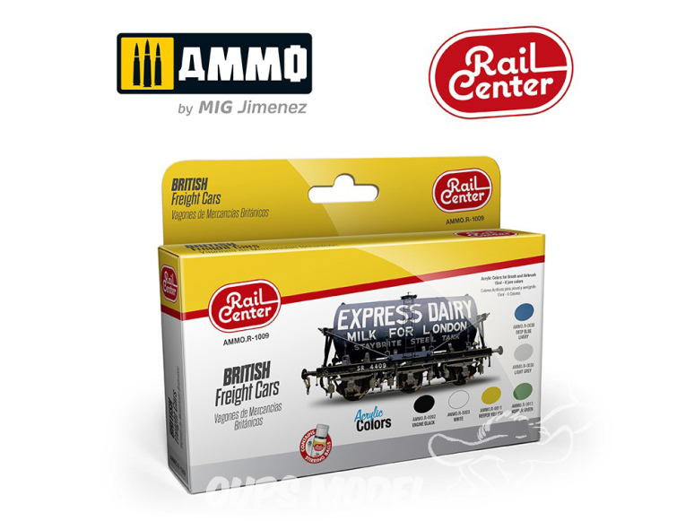 MIG peinture Rail Center R-1009 Set peintures Wagons de marchandises Britanniques 6 x 15ml