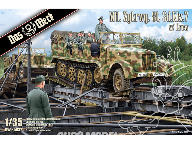 DAS WERK maquette militaire DW35037 Mtl. Zgkrwg. 8t, Sd.Kfz.7 avec equipage 1/35