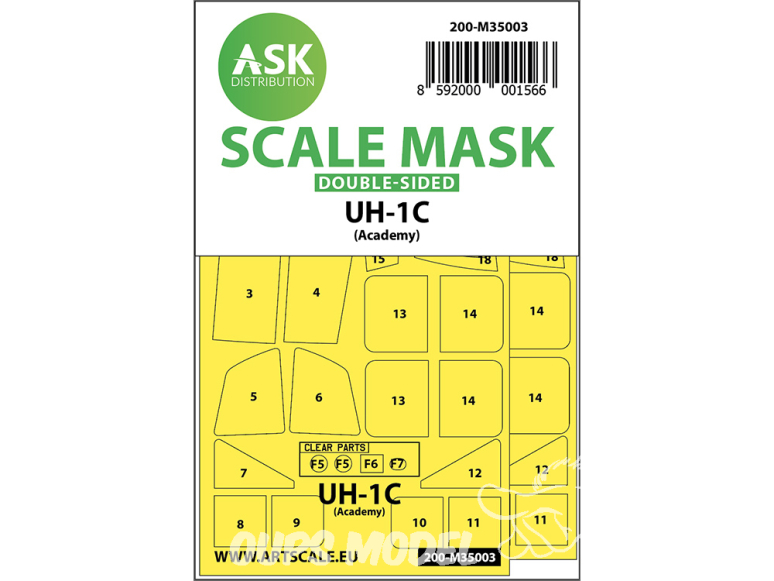ASK Art Scale Kit Mask M35003 UH-1C Academy Recto Verso 1/32