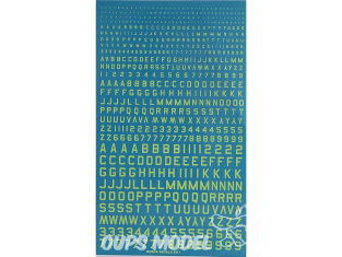 Decalques Berna decals BD-07 Chiffres et lettres identification jaune légérement fluo type 45 1-2-3-4-6mm