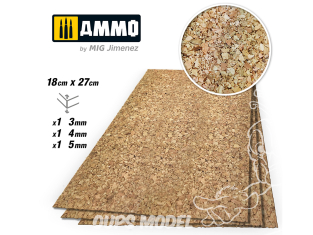 Mig accessoires 8846 Feuille liège grain épais Mix 3-4-5mm - Create cork thick grain Mix 3-4-5mm
