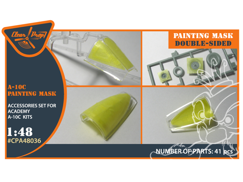 Clear Prop CPA48036 Masque de peinture double face A-10C sur "papier kabuki jaune" pour kit ACADEMY 1/48