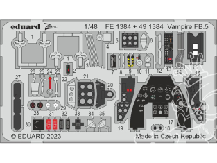 EDUARD photodecoupe avion FE1384 Zoom amélioration Vampire FB.5 Airfix 1/48
