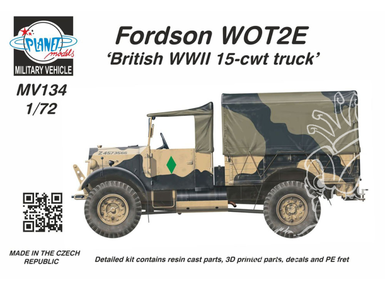 Planet model Maquettes mv134 Fordson WOT2 E (15CWT) « Lit de chargement en bois » full resine kit 1/72