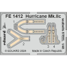 EDUARD photodecoupe avion FE1412 Harnais m&eacute;tal Hurricane Mk.IIc Hobby Boss 1/48