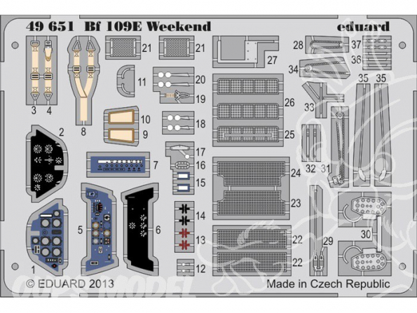 EDUARD photodecoupe avion 49651 Bf109E WeekEnd 1/48