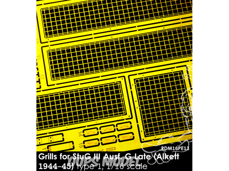 Rado miniatures photodécoupe RDM16PE13 Grilles pour StuG III Ausf.G Late Type 1 1/16