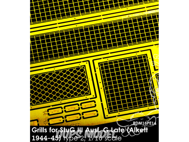 Rado miniatures photodécoupe RDM16PE14 Grilles pour StuG III Ausf.G Late Type 2 1/16