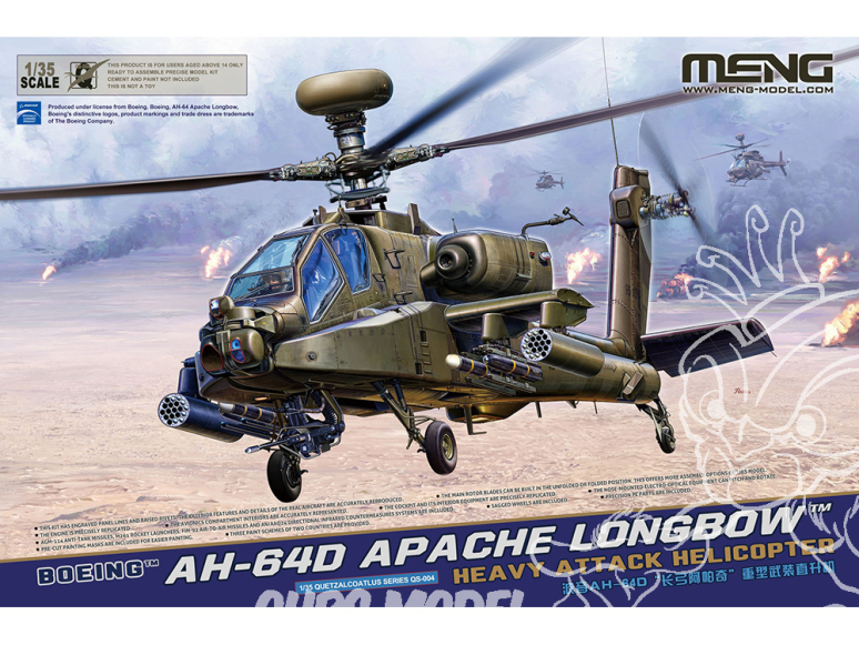 Meng maquettes Hèlicoptére QS-004 Apache Longbow, le tueur de tanks 1/35