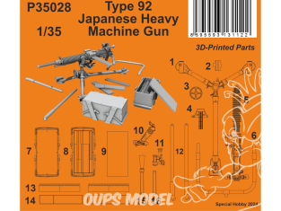 Special Hobby 3D Print militaire P35028 Mitrailleuse lourde japonaise de type 92 1/35