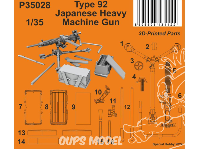 Special Hobby 3D Print militaire P35028 Mitrailleuse lourde japonaise de type 92 1/35